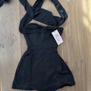 Oh Polly Black Mini Silk Dress - Size US 2